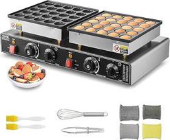 VEVOR 50 vnt. mini blynų keptuvė Dorayaki Baker, nesvylanti nerūdijančio plieno 1800 W komercinė elektrinė keptuvė Poffertjes Grill Pan Dviguba temperatūros ir laiko kontrolė restoranui