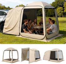 VEVOR Screen House 3 x 2,8 m 4-8 asmenų Pop Up Viewing Tent Nešiojama ekranuojama palapinė su krepšiu Tinklelio šonai Žemės stulpai sodo kiemo lauko veiklai Smėlio spalvos