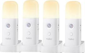 YELKO judesio jutiklio naktinė lemputė, skirta naudoti patalpose - 2000 mAh akumuliatoriumi maitinama lemputė, įkraunama ir belaidė, reguliuojamo ryškumo LED naktinė lemputė vaikų kambariui (šiltai balta)
