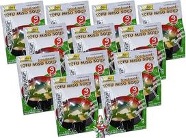 Yoaxia ® - 12 vnt. pakuotė - [12 x 30 g] "Lobo Instant Tofu Miso" (fermentuota sojų pasta) sriuba / Miso sriuba + mažas laimės pakabukas nemokamai