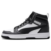 PUMA Rebound V6 392326-03 Balti/Juodi/Šešėlio Pilki Unisex Vidutinio Aukščio Retro Krepšinio Sportbačiai EU 36 black