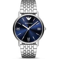 Emporio Armani Mėlynas Metalinis Sidabrinis Vyriškas Kvarcinis Laikrodis AR80010 mėlyna