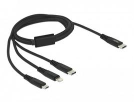 Delock 3-in-1 USB Charging Cable USB Type-C to Lightning / Micro USB / USB Type-C, 1m