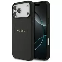 GUESS Grained Ring phone case with MagSafe support for iPhone 17 Pro Max, black
