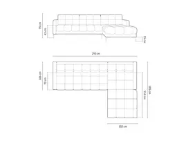 Right Corner Sofa, "Bali", 5 Seats, 293x185x75 Made in Europe