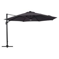 Lauko skėtis su LED apšvietimu, ⌀ 300 x 249 cm, juodas