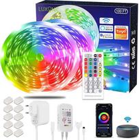 "Alexa" LED juosta 30 m, LUXONIC išmaniosios RGB LED juostos, "Alexa" LED pasakų žibintai, programėle valdoma muzikos sinchronizacija, veikia su "Google Assistant", itin ilga LED juosta su maitinimo šaltiniu ir nuotolinio valdymo pulteliu