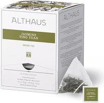 "Althaus Jasmine Ting Yuan Green Tea" žalioji arbata piramidiniame maišelyje "Pyra Pack" žalioji jazminų arbata 15 x 2,75 g