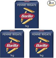 "Barilla Pasta Classic Penne Rigate n.73" pagaminti iš aukštos kokybės kietųjų kviečių, visada al Dente (1 x 1 kg), 3 vnt.