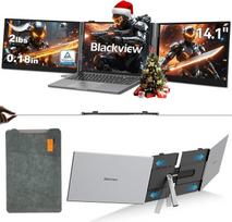 "Blackview DCM6" nešiojamojo kompiuterio ekrano plėtinys 14 colių itin plonas 4,5 mm 0,9 kg, 1080P FHD trigubo ekrano nešiojamojo kompiuterio monitorius, skirtas 13-17,3 colių nešiojamajam kompiuteriui, HDMI/USB-A/USB C TÜV SÜD nešiojamasis monitorius, sk