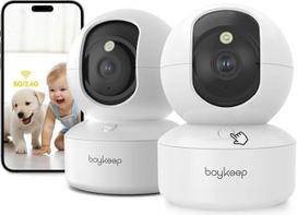 "BoyKeep" 2.4G/5GHz vidaus stebėjimo kamera, 2K 360° WLAN stebėjimo kamera, vidaus šunų kamera su programėle, kūdikių stebėjimo kamera su judesio aptikimo funkcija, naktinio matymo funkcija, dvipusio garso funkcija, K30 (balta)