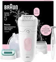 "Braun Silk-épil 5", moteriškas epiliatorius, lengvas plaukelių šalinimas, ilgai išliekanti lygi oda su skutimosi priedu, trimerio priedu, pradedančiųjų priedu ir bikinio trimeriu, drėgnas ir sausas - 5-251, rožinis