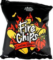 "Firechips Carolina Reaper", 50 g, bulvių traškučiai su karščiausia pasaulyje čili atmaina, itin aštrūs traškučiai