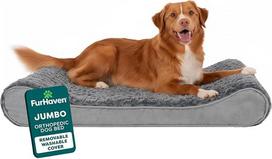 "Furhaven Pet Dog Bed" | Ortopedinis itin prabangus "Luxe Lounger" gultas šunims ir katėms, pilkas, "Jumbo
