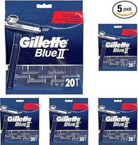 "Gillette Blue II" vienkartiniai skustuvai vyrams, 20 skustuvų su dvigubais ašmenimis ir fiksuota galvute (5 vnt.)