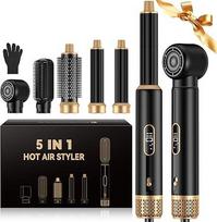 "Hairstyler Multistyler" 1000 W "5-in-1" plaukų stiliatorius, skystųjų kristalų oro šepetys, apvalus šepečio džiovintuvas, garbanojimo žnyplė ir plaukų tiesintuvas, 3 temperatūros lygiai apimčiai, tiesinimui, garbanojimui ir garbanojimui
