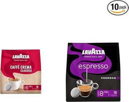 "Lavazza" kavos padėkliukai - "Classico" - 180 padėkliukų - 10 vnt. (10 x 125 g) ir kavos padėkliukai - "Intenso" - 180 padėkliukų - 10 vnt. (10 x 125 g)