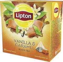 "Lipton" juodosios arbatos vanilinė karamelė - nepaprastas, saldus skonis (1 x 20 arbatos pakelių)