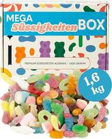 "Mega" saldainių dėžutė 1,6 kg - "The Sugar Baker" šviežiai sumaišyta, su "Haribo Trolli Red Band Suntjes", 15 rūšių vaisių kramtomosios gumos mišiniu XXL, dovanų dėžutė, užkandžių dėžutė, supakuota rankomis Vokietijoje