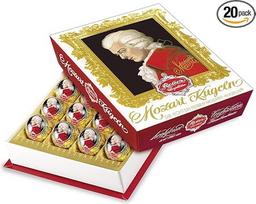 "Reber Baroque Mozart" rutuliukai, 20 vnt., pagaminti iš tamsaus šokolado, įdaryti pistacijų marcipanais, migdolais ir lazdyno riešutų riešutais, 400 g