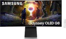 "Samsung Odyssey G85SD" lenktas žaidimų monitorius, 34 colių ekranas su QD OLED skydeliu, UWQHD, 3440 x 1440 pikselių, "AMD Freesync Premium Pro", atsako laikas 0,03 ms, atnaujinimo dažnis 175 Hz, LS34DG850SUXEN