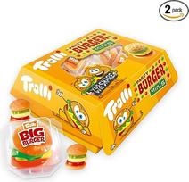 "Trolli Burger Box Set" - 150 g "Party Burger Minis" ir 1 x "Big Burger" 50 g - ikoninės vaisių guminėlės užkandžiams ir dalijimuisi - saldainių mišinys vaikų gimtadieniui, griliui ir saldainių barui - kiekvienas burgeris supakuotas atskirai