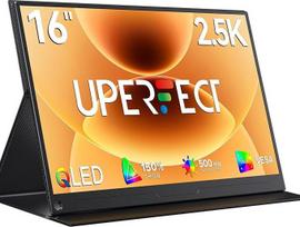 "UPERFECT" nešiojamasis monitorius QLED 2.5K 16 colių nešiojamasis ekranas QHD 2560 x 1600 2000:1 IPS mobilusis ekranas su apsauginiu dėklu HDMI Type-C nešiojamajam kompiuteriui, kompiuteriui, telefonui, suderinamas su VESA