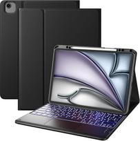 "Vobafe" klaviatūros dėklas "iPad Air" 13 colių M4 M3 M2 (2026/2025/2024), "iPad Pro" 12.9 (3 4 5 6 kartos), QWERTZ klaviatūros daugiajutiklinis takelis, 7 spalvų apšvietimas ir pieštuko laikiklis, juodas