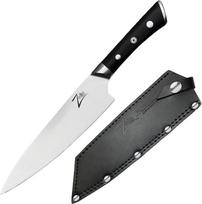 "Zelite" damaskinių peilių rinkinys, aštrus virtuvinis peilis ir dėklas, 8 colių japoniškas peilis namams ir virtuvei, profesionalus aštrus "Santoku" peilis, damaskinis virėjo peilis, damaskinis peilis su odiniu dėklu ir Pakka mediena