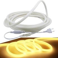 10 m neoninė virvės juosta, apvali, 360° švytėjimo, šiltai balta, LED lanksti juosta be šviesos taškų, 220 V ryški 2835 LED juosta, IP65 atspari vandeniui, skirta sodo, vakarėlių, vestuvių dekoravimui