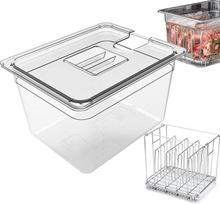 11 l, 32,5 x 26,5 x 20 cm, "Sous Vide" talpykla su dangčiu ir stoveliu, "Gastronorm" talpykla, be BPA, daugiafunkcinė skaidri talpykla, tinkama žuviai ir mėsai virti
