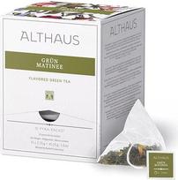 Althaus Tea Green Matinee ⋅ Žalioji arbata piramidiniame maišelyje "Pyra Pack" ⋅ Aromatizuota žalioji arbata su egzotiškų vaisių skoniu ⋅ 15 x 2,75 g