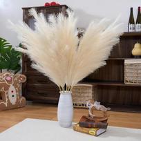 Aukščiausios kokybės smėlio spalvos dirbtinė pampų žolė, aukšta, 8 vnt., 110 cm, neutralus dekoravimas grindų vazoms, 18 šakų, vienas stiebas be surinkimo, skirtas japonų, Wabi Sabi ir Zen interjerui (8 stiebai)