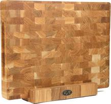 B4K pjaustymo lenta su ąžuolo galiniu mediniu stovu 40 × 30 × 4 cm - kietas pjaustymo blokas | Antibakterinė galinė medinė lenta su rankenomis ir silikoninėmis kojelėmis | Puikiai tinka virtuvei, mėsai ir griliui