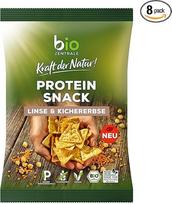 biozentrale Baltyminis užkandis "Lęšiai ir avinžirniai", 8 x 50 g (8 vnt.), 26 g baltymų/100 g, veganiškas ir be glitimo, daugiau kaip 70 % ankštinių daržovių, nekeptas, skanus su mūsų užtepėlėmis