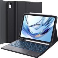 CHESONA dėklas su klaviatūra "iPad 10 Generation/11 Generation A16 2025", 7 spalvų apšvietimas, daugiajutiklinis jutiklinis manipuliatorius, 2 "Bluetooth" kanalai, skirtas "iPad 10 Gen 2022/2025", 11 colių, juodas
