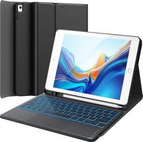 CHESONA klaviatūros dėklas "iPad" 10,2 colių 9/8/7 kartos, 7 spalvų apšvietimas, 2 BT kanalai, įkraunama nuimama QWERTZ klaviatūra, juodas