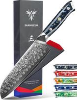 Damasko peilis 18 cm Santoku peilis - japoniškas virėjo peilis - VG 10 Damasko plieno virtuvinis peilis su dervos rankena - Xuan serija (Star Black)