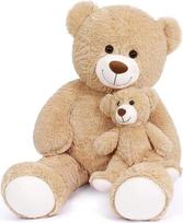Didelis pliušinis meškiukas užpildytas gyvūnas Didelis pliušinis meškiukas mama su kūdikiu Milžiniškas pliušinis meškiukas Pliušinis gyvūnas meškiukas vaikams, draugei Motinos dienos, Valentino dienos, Kalėdų, kūdikio dienos proga (100 cm,
