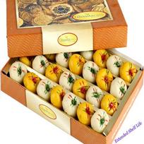 Ghasitaram Dovanos Indiški saldumynai - Diwali dovanos Saldumynai be cukraus - Mawa Peda dėžutė 800 gms