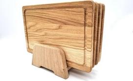 JOWE Ąžuolinė užkandžių lenta | 4 medinių lentų pakuotė, pagaminta iš ąžuolo, 30 x 20 cm | Stačiakampio formos medinė serviravimo lenta | Pagaminta Austrijoje