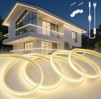 KSIBNW LED juosta lauke 20 m, 230 V neoninė LED juosta, atspari vandeniui IP65 vamzdis, neutrali balta 4000 K juosta, lanksti lauko 145 LED/M šviesos juosta su maitinimo šaltiniu ir kištuku, skirta lauko vidaus apdailai