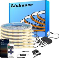 Lichaser LED juosta COB LED, skirta apšvietimui, 6 LED 2700K Bluetooth COB LED Warmweiss Parallel mit APP und Remote, 12V Streifen für Akustikpaneele Beleuchtung, Wandpaneele, Regal, Schrank (2M)