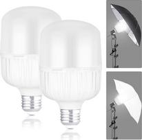 NEEWER E27 24W LED lemputės, 2 vnt., 2300 liumenų/5700K/CRI 93+/15000 val. veikimo trukmė, ryškus vaizdo fotografijos apšvietimas, netriukšmingos, nemirksinčios, netemdomos
