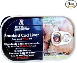 OFFICER rūkytos menkių kepenys 120 g, 9 pakuotės