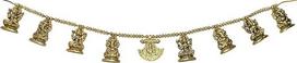 Purpledip Bandhanwar Toran Festoon Metalinis sieninis pakabukas Ganesha Lakshmi (12202F)