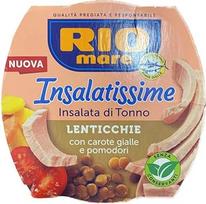 Rio Mare Insalatissime Insalata di Tonno Lenticchie Tuno salotos su lęšiais, geltonomis morkomis ir pomidorais 160 g Paruoštas maistas, 3 vnt.