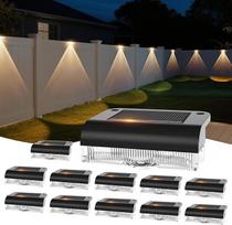 Saulės sieninis lauko šviestuvas, 12 LED saulės šviesos diodų lauko tvoros žibintai, saulės žibintai, sieninis šviestuvas, saulės sieninis šviestuvas laiptams, laipteliams, tvoroms, turėklams, kiemui, kiemeliui, terasai, saulės žibintai