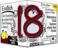 Schlump-Chili Endlich 18 - juokinga aštri gimtadienio dovana. Originali 18-ojo gimtadienio dovanos idėja jauniems vyrams ir moterims