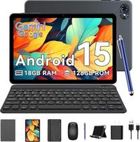 T80 "Android 15" planšetinis kompiuteris su klaviatūra - 18GB RAM + 128GB ROM (2TB TF), 10 colių planšetinis kompiuteris, 6000 mAh, 5 MP + 2 MP, "Gemini AI", 5G "WiFi", GPS, "Face ID